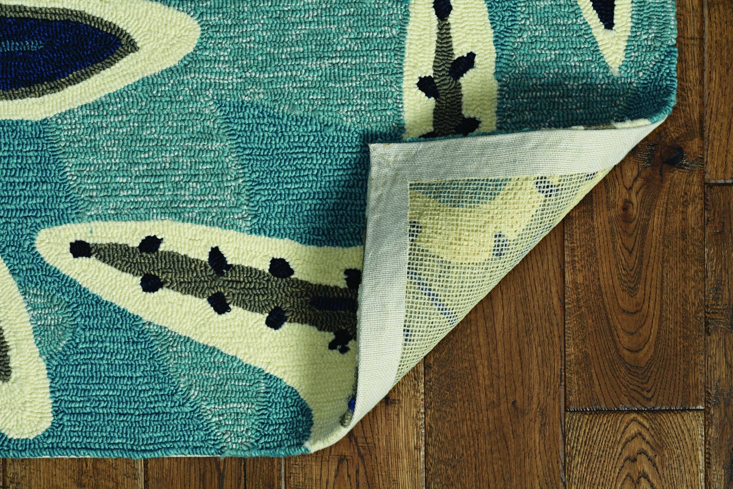 HomeRoots 66 x 66 Ivory Blue Polyester Rug