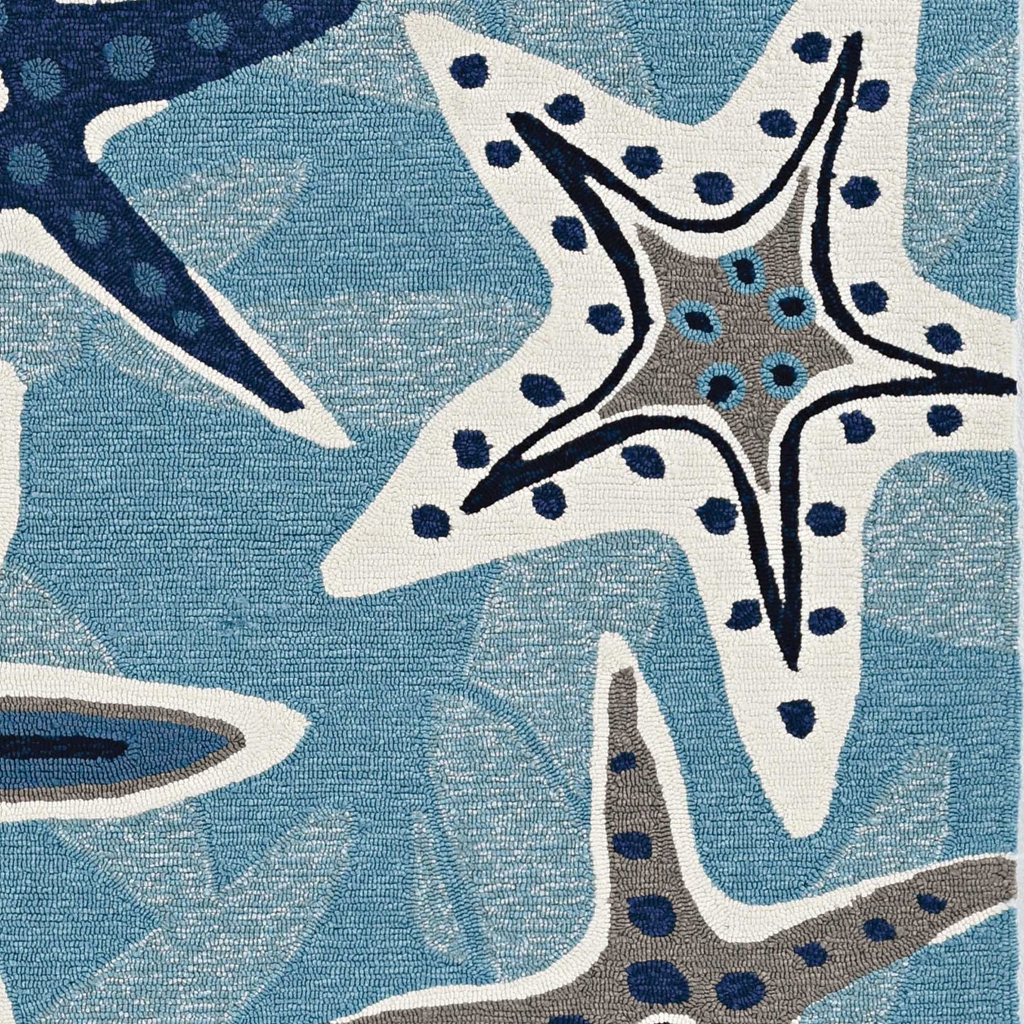 HomeRoots 66 x 66 Ivory Blue Polyester Rug