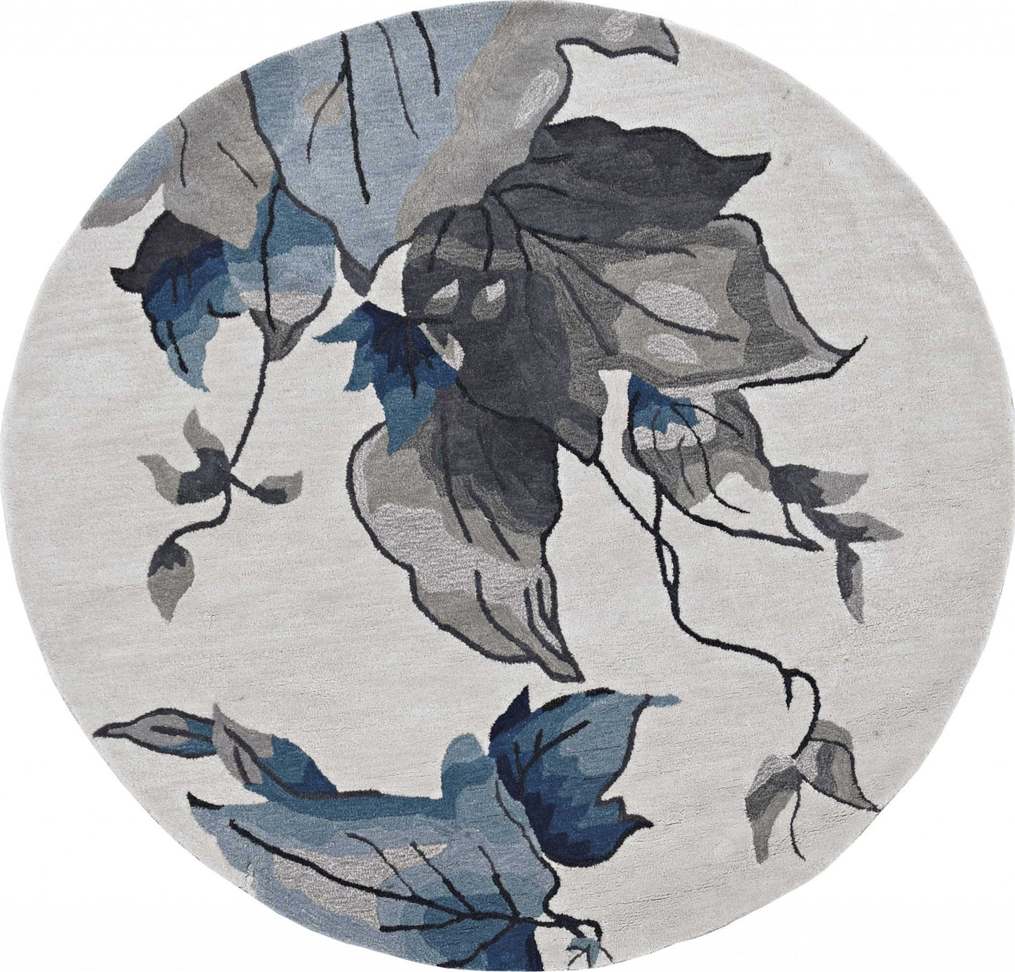 HomeRoots 66 x 66 Ivory Blue Polyester Rug