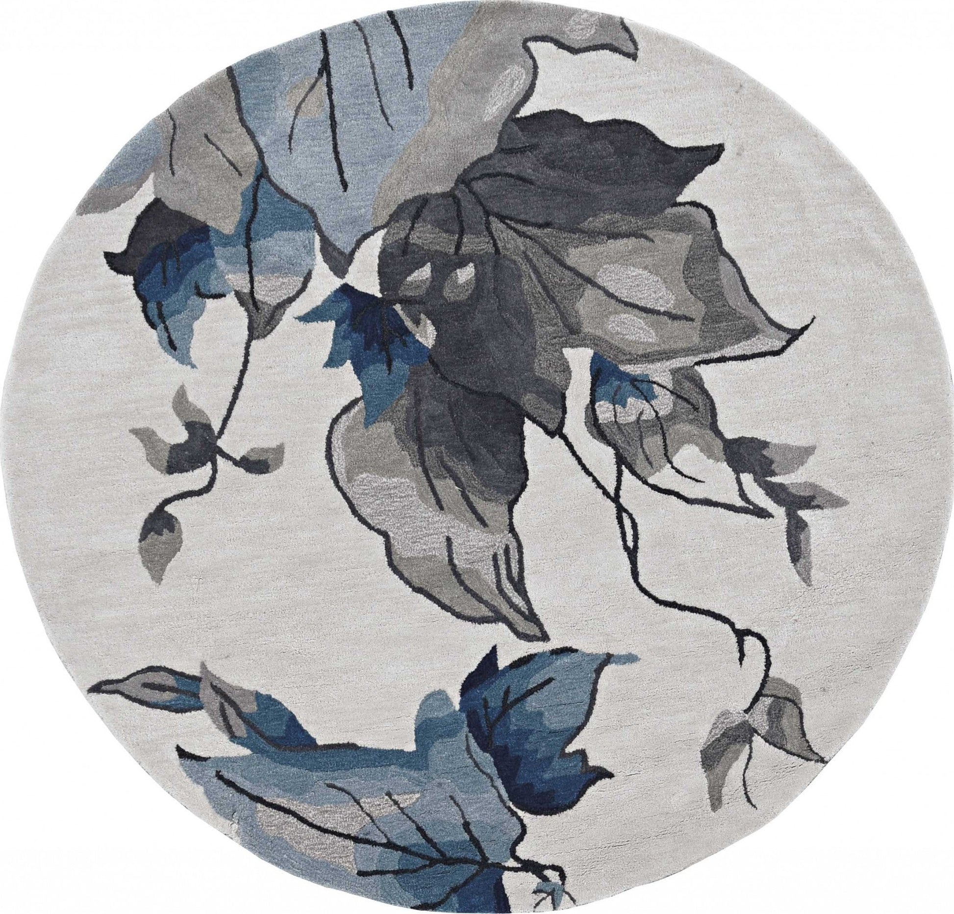 HomeRoots 66 x 66 Ivory Blue Polyester Rug
