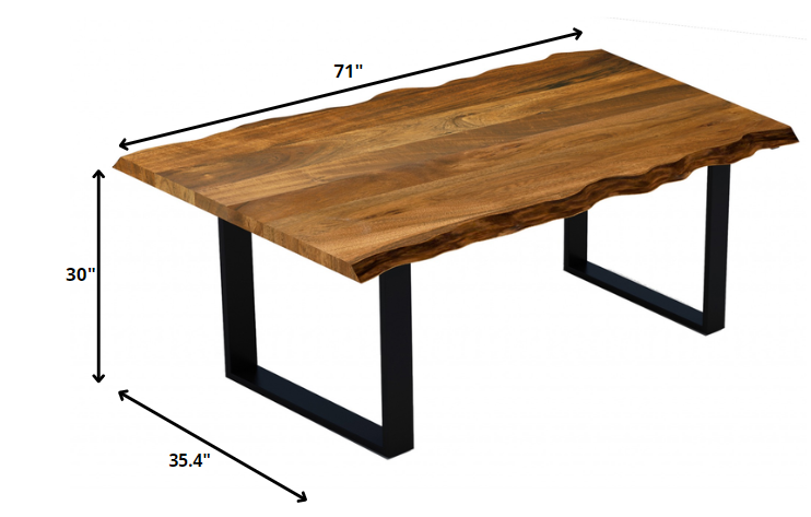 HomeRoots 68" Solid Wood Dining Table With Brown And Black Finish