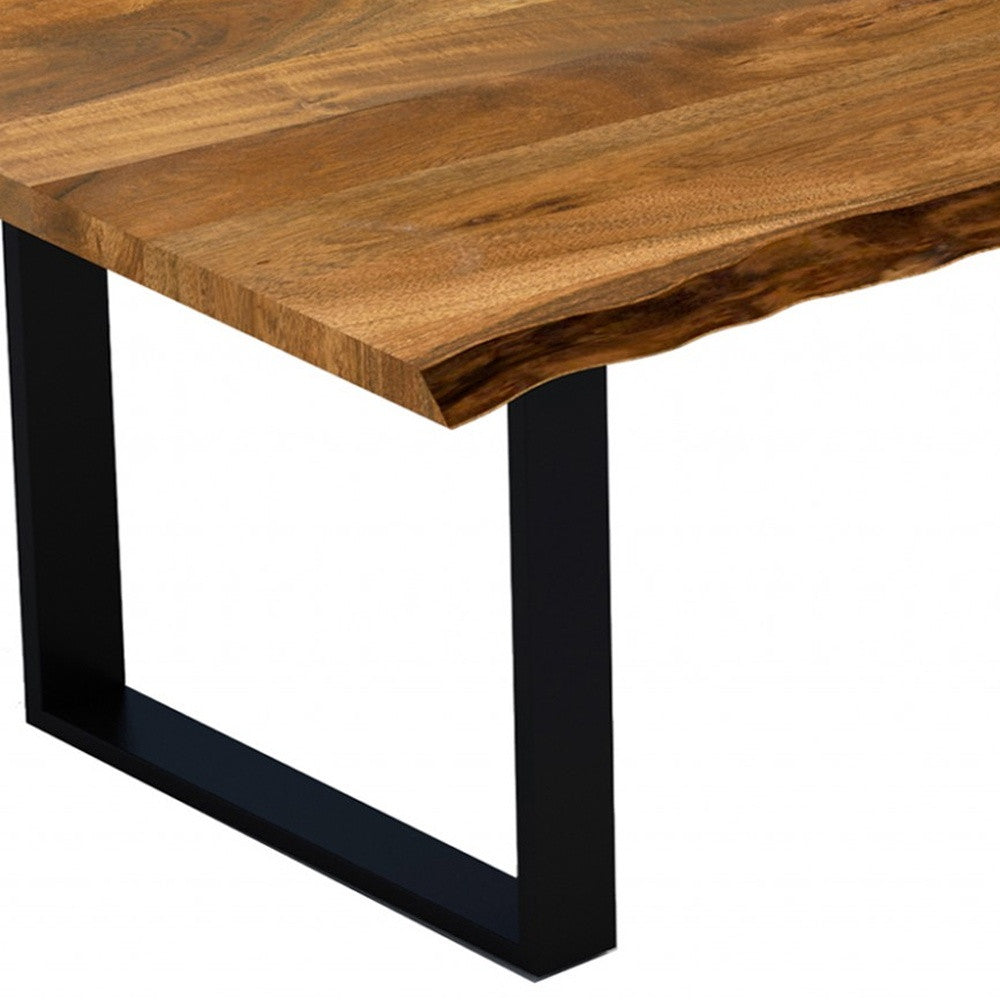 HomeRoots 68" Solid Wood Dining Table With Brown And Black Finish