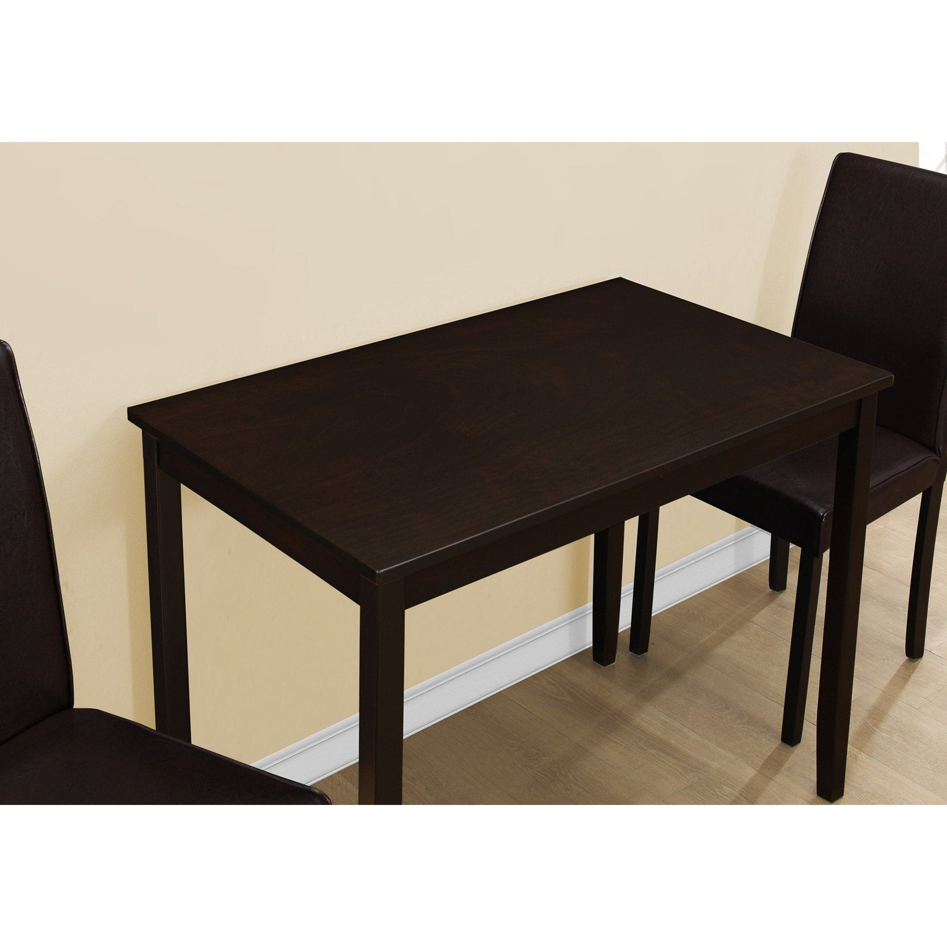 HomeRoots 68" X 75" X 102" Cappuccino Solid Wood Foam Veneer Leatherlook Dining in Set of Three