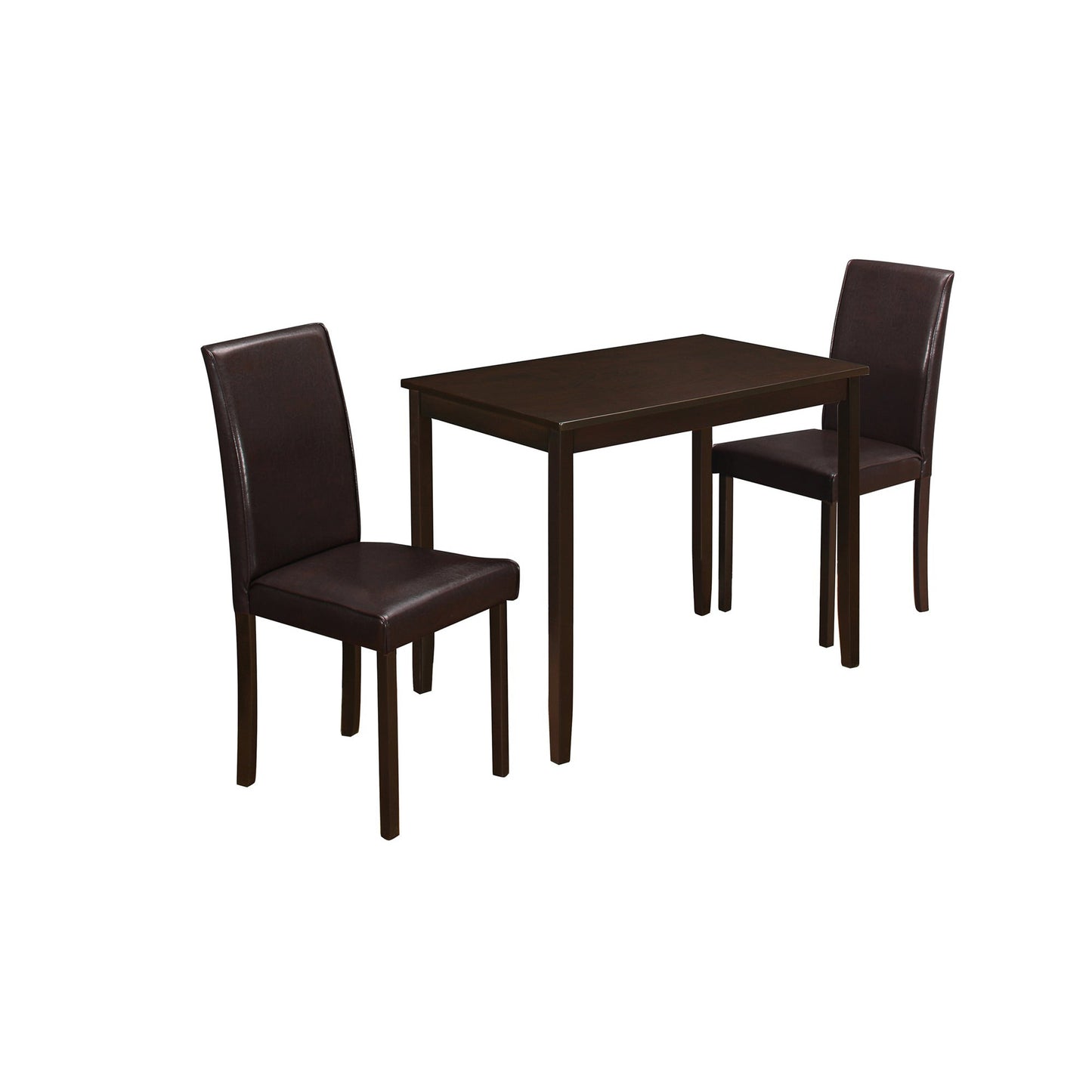HomeRoots 68" X 75" X 102" Cappuccino Solid Wood Foam Veneer Leatherlook Dining in Set of Three