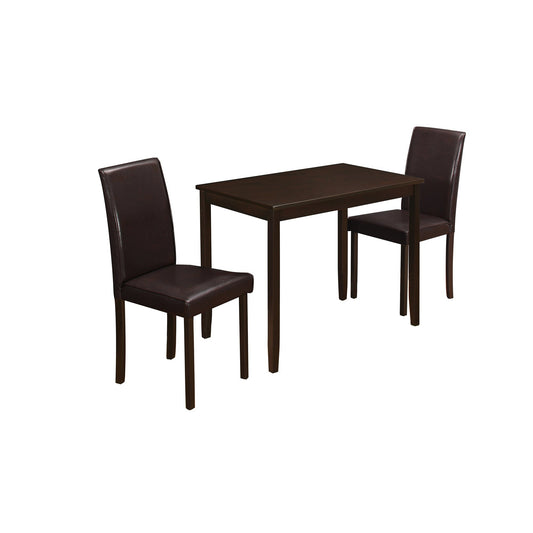 HomeRoots 68" X 75" X 102" Cappuccino Solid Wood Foam Veneer Leatherlook Dining in Set of Three