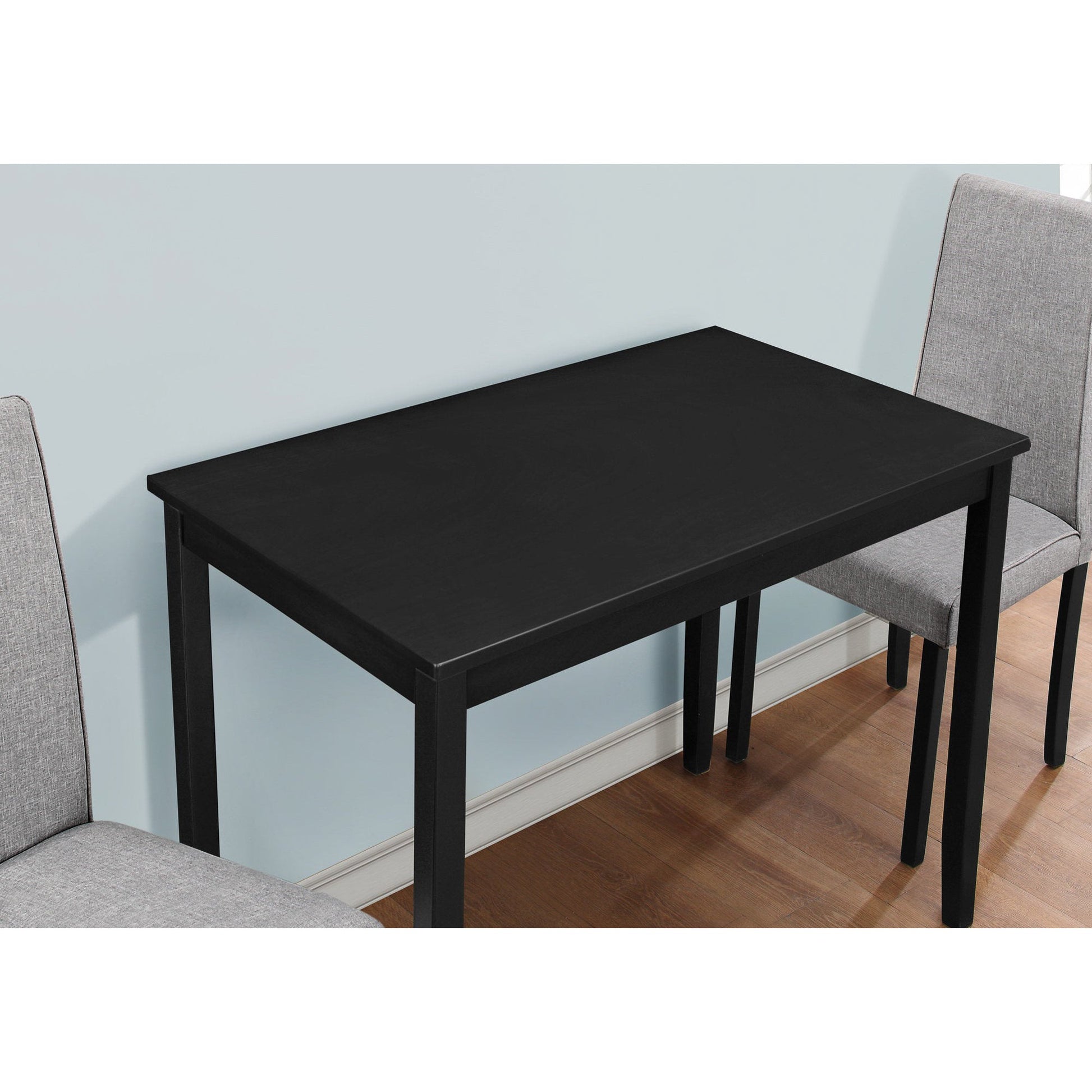 HomeRoots 68" X 75" X 102" Grey Black Solid Wood Foam Veneer Linen Dining in Set of Three