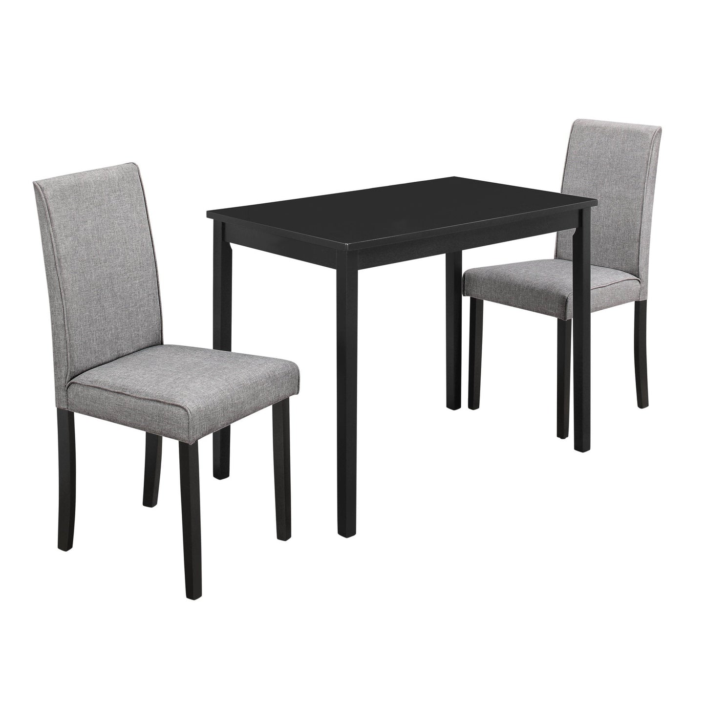 HomeRoots 68" X 75" X 102" Grey Black Solid Wood Foam Veneer Linen Dining in Set of Three