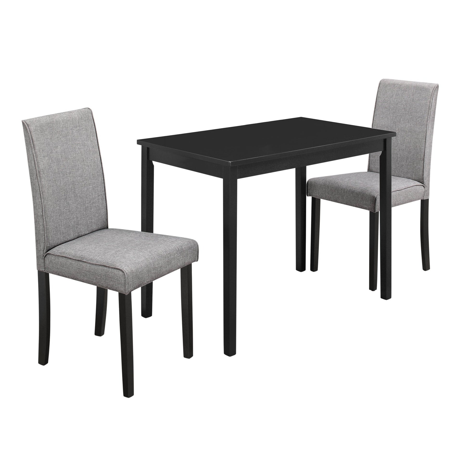 HomeRoots 68" X 75" X 102" Grey Black Solid Wood Foam Veneer Linen Dining in Set of Three
