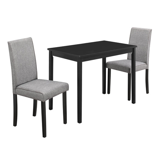 HomeRoots 68" X 75" X 102" Grey Black Solid Wood Foam Veneer Linen Dining in Set of Three