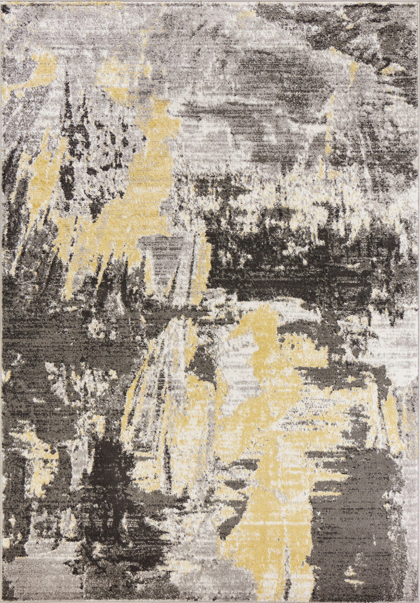 HomeRoots 7' Grey Machine Woven Watercolor Splash Indoor Runner Rug