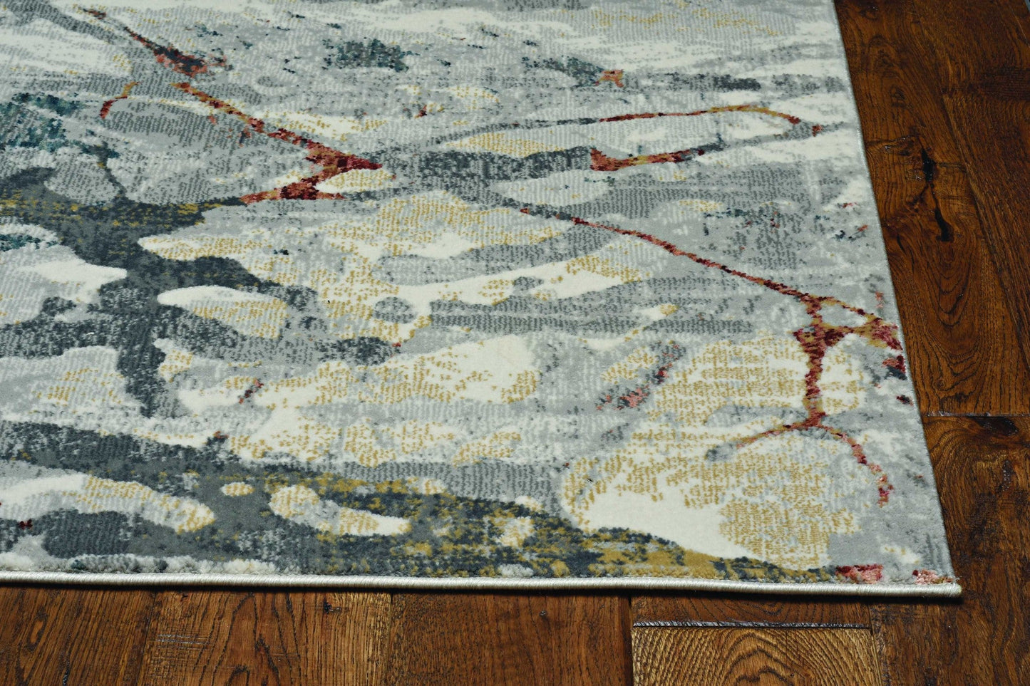 HomeRoots 7' Grey Teal Machine Woven Abstract Splatter Indoor Runner Rug