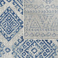 HomeRoots 7' Ivory Blue Machine Woven Distressed Geometric Indoor Runner Rug