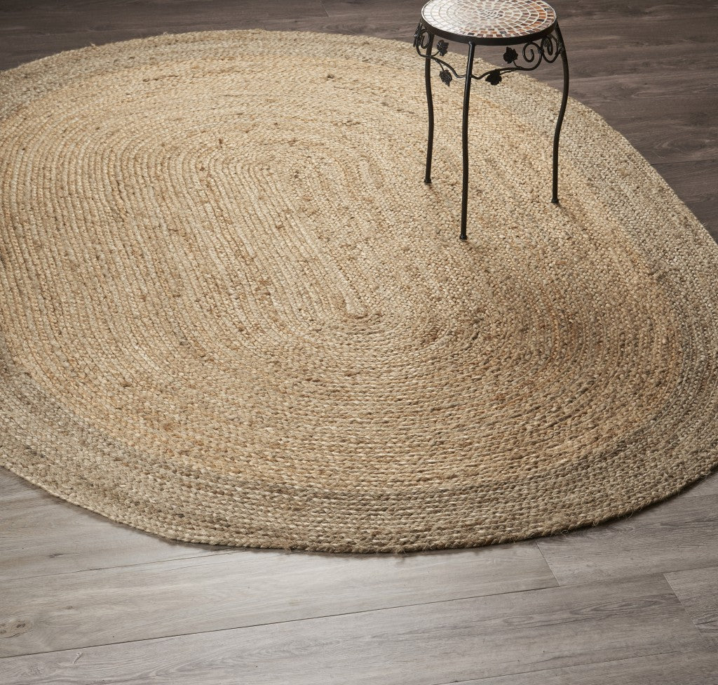 HomeRoots 7' Natural Toned Oval Shaped Area Rug