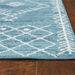HomeRoots 7' Ocean Blue Machine Woven Geometric Tribal Indoor Runner Rug