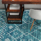 HomeRoots 7' Ocean Blue Machine Woven Geometric Tribal Indoor Runner Rug