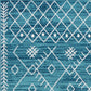HomeRoots 7' Ocean Blue Machine Woven Geometric Tribal Indoor Runner Rug