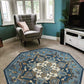 HomeRoots 7' Round Blue Traditional Medallion Area Rug