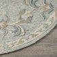 HomeRoots 7' Round Blue and Cream Filigree Area Rug