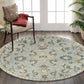 HomeRoots 7' Round Blue and Cream Filigree Area Rug