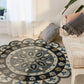 HomeRoots 7' Round Gray Border Floral Medallion Area Rug