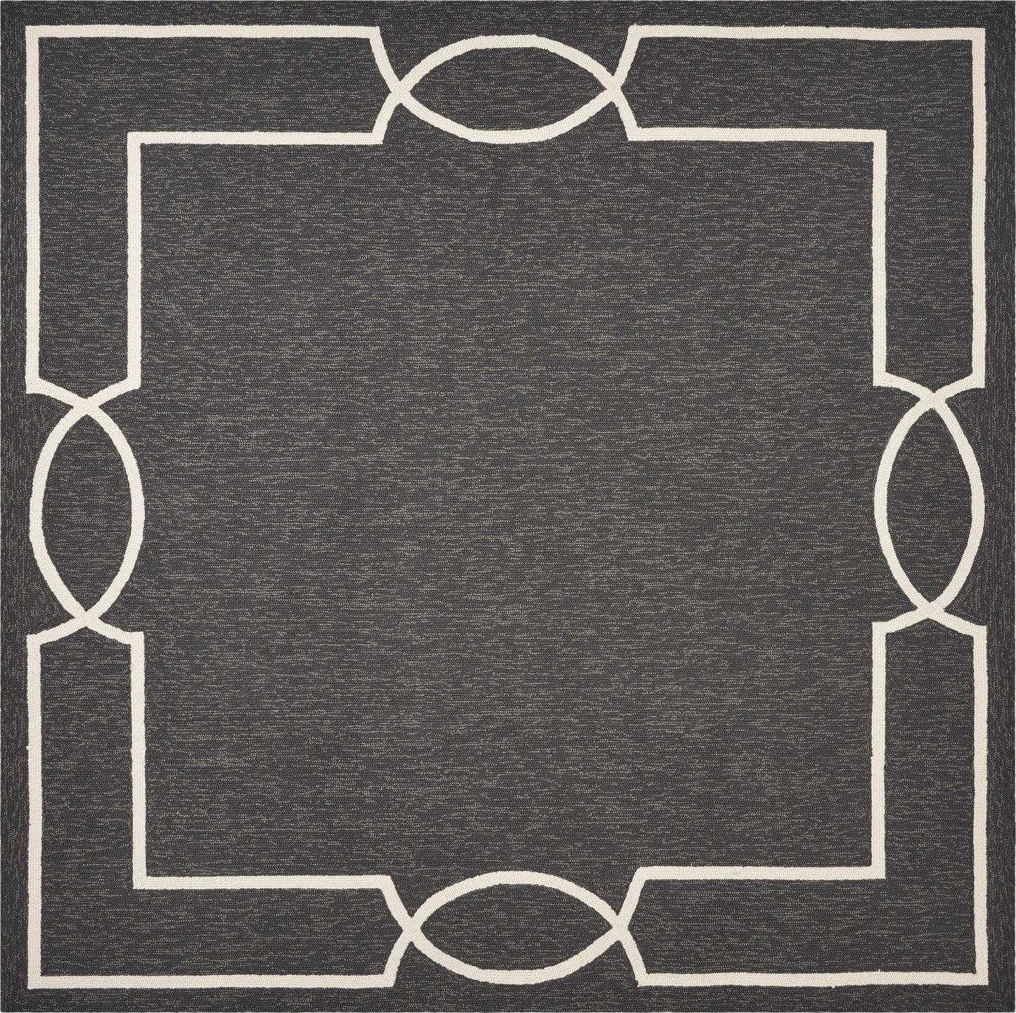 HomeRoots 7' Square UV treated Polypropylene Onyx Area Rug