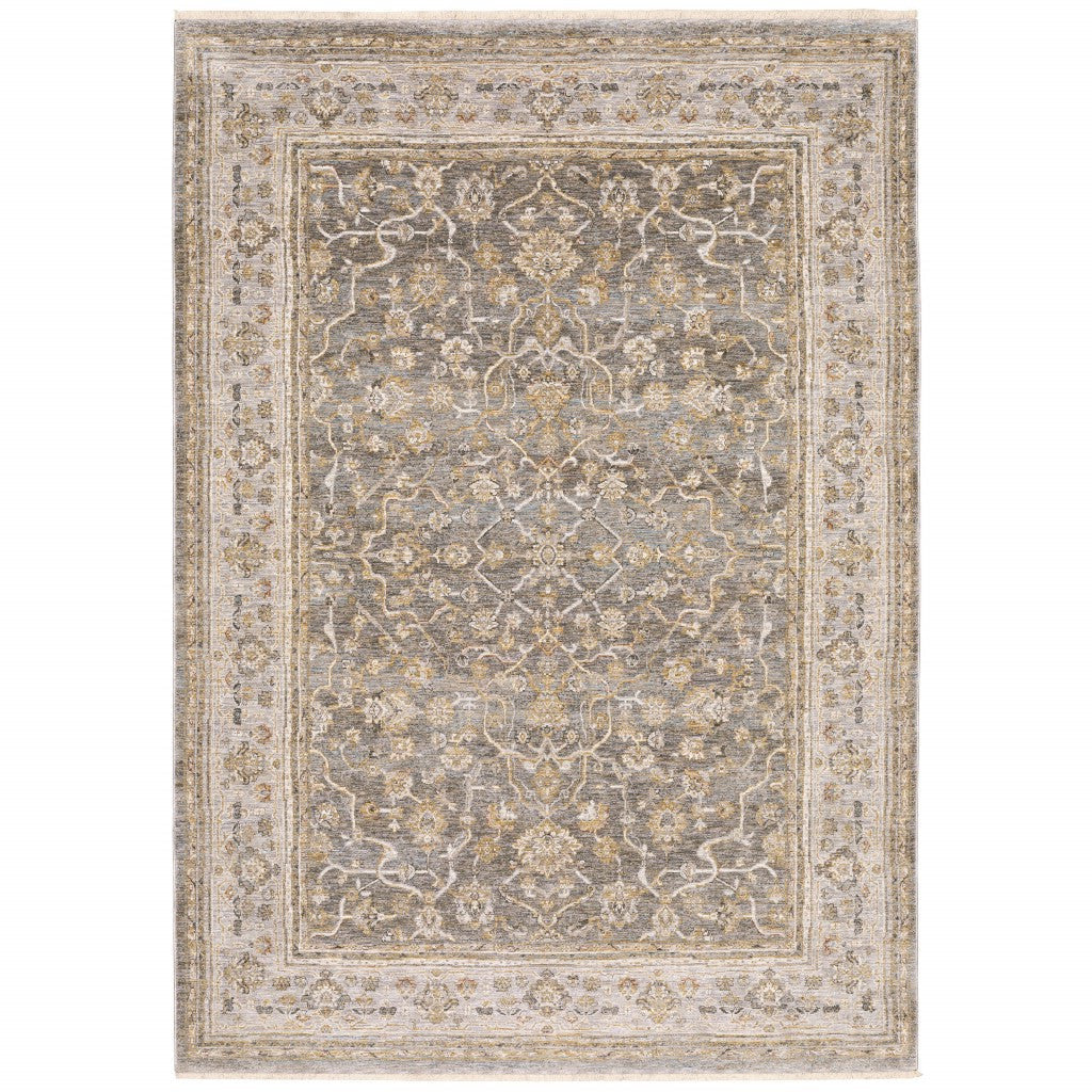 HomeRoots 7' X 10' Beige Grey Machine Woven Oriental Indoor Arean Rug
