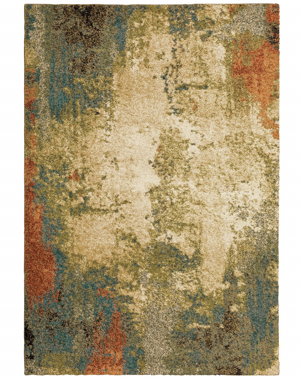 HomeRoots 7' x 10' Beige Blue Machine Woven Abstract Indoor Area Rug
