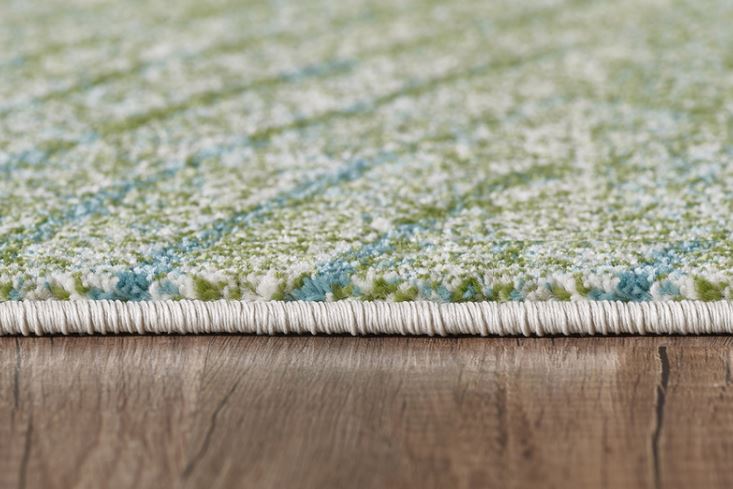 HomeRoots 7' x 10' Blue Beige Abstract Waves Modern Area Rug