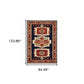 HomeRoots 7' x 10' Blue Red Machine Woven Medallions Indoor Area Rug