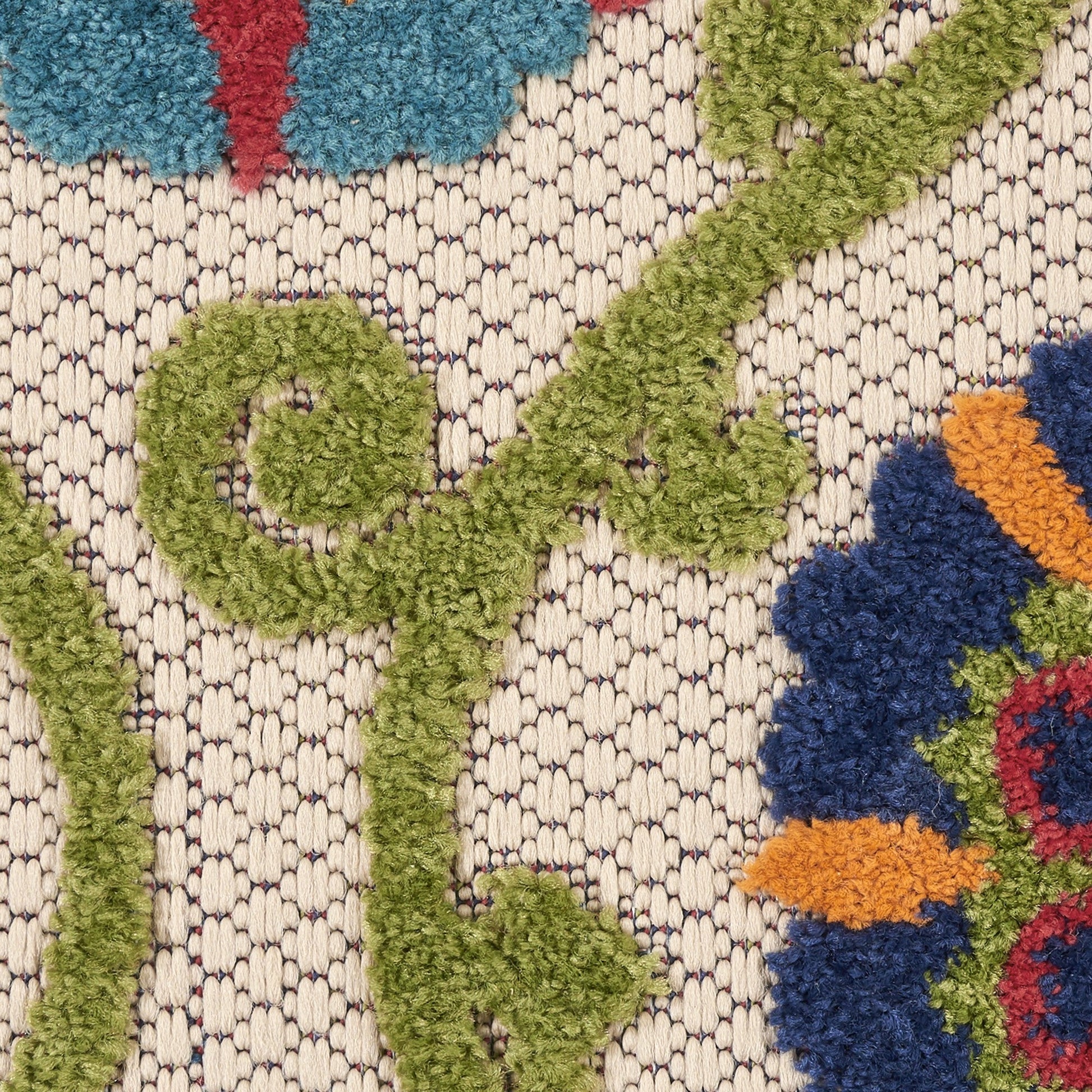 HomeRoots 7' x 10' Blue Vines Indoor Outdoor Area Rug
