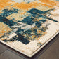 HomeRoots 7' x 10' Blue and Gold Abstract Strokes Area Rug