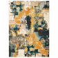 HomeRoots 7' x 10' Blue and Gold Abstract Strokes Area Rug