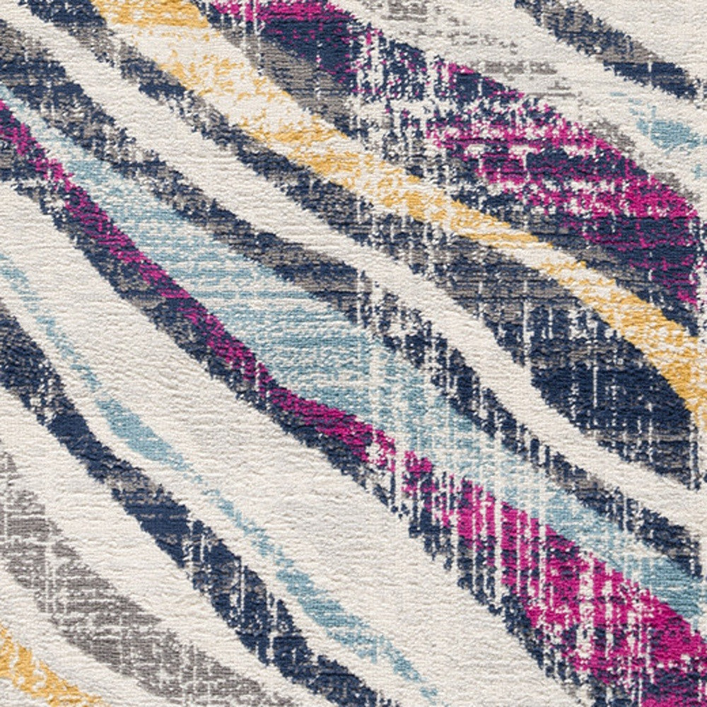 HomeRoots 7' x 10' Blue and Gold Zebra Pattern Area Rug