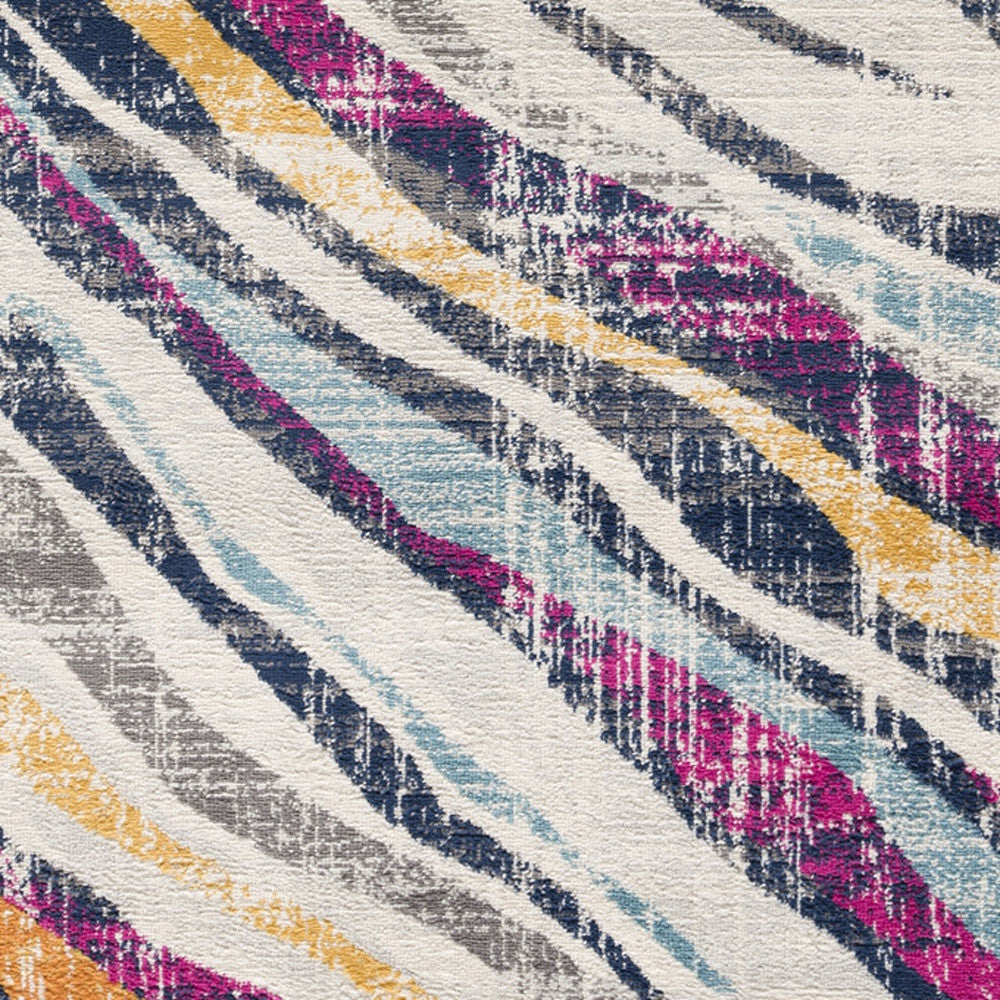 HomeRoots 7' x 10' Blue and Gold Zebra Pattern Area Rug
