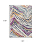 HomeRoots 7' x 10' Blue and Gold Zebra Pattern Area Rug