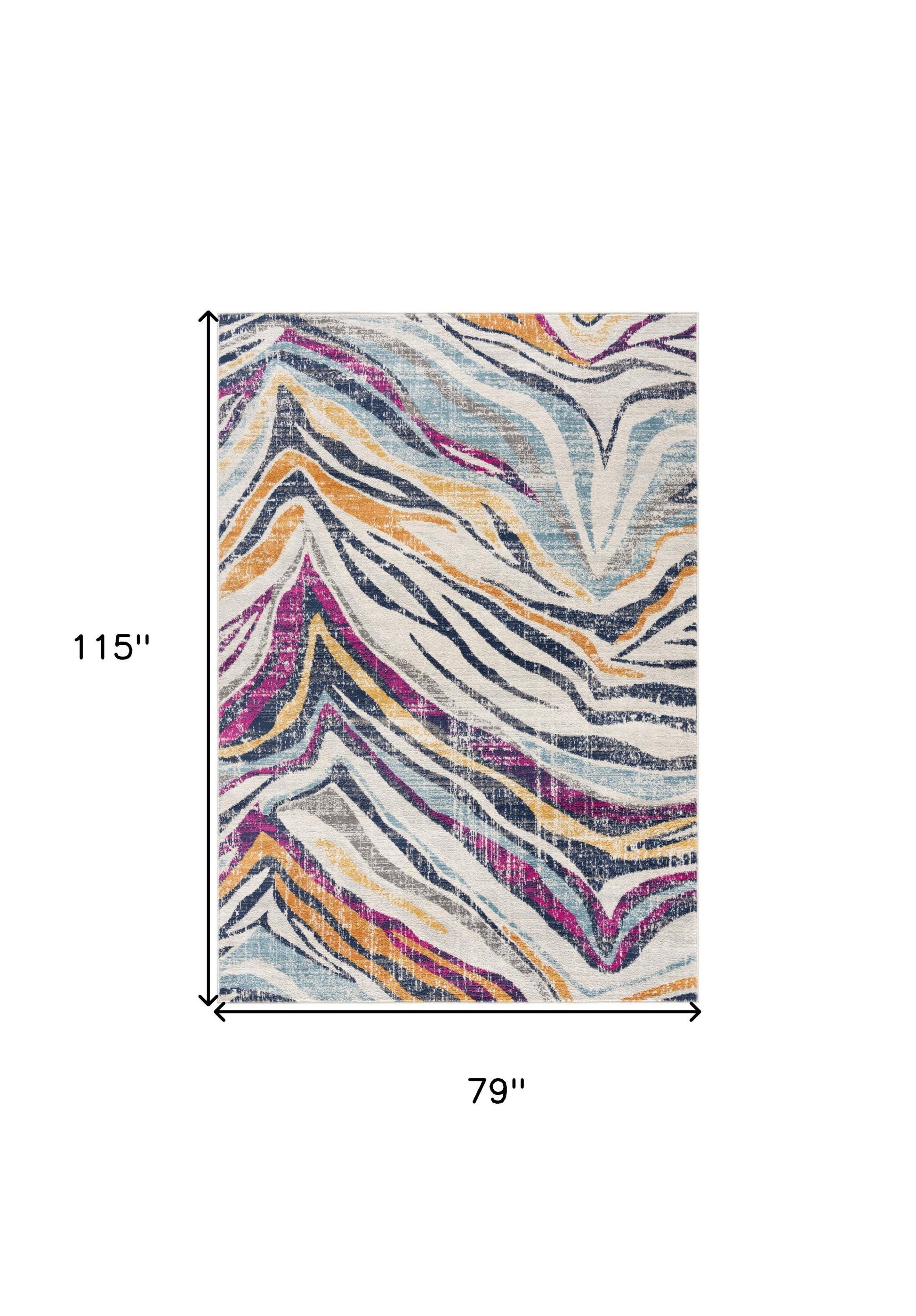 HomeRoots 7' x 10' Blue and Gold Zebra Pattern Area Rug