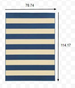 HomeRoots 7' x 10' Blue and Ivory Striped Indoor Outdoor Area Rug
