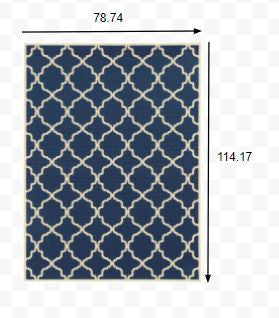 HomeRoots 7' x 10' Blue and Ivory Trellis Indoor Outdoor Area Rug