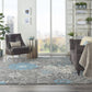 HomeRoots 7' x 10' Charcoal and Blue Big Flower Area Rug