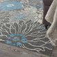HomeRoots 7' x 10' Charcoal and Blue Big Flower Area Rug