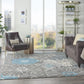 HomeRoots 7' x 10' Charcoal and Blue Big Flower Area Rug
