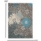 HomeRoots 7' x 10' Charcoal and Blue Big Flower Area Rug