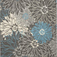 HomeRoots 7' x 10' Charcoal and Blue Big Flower Area Rug