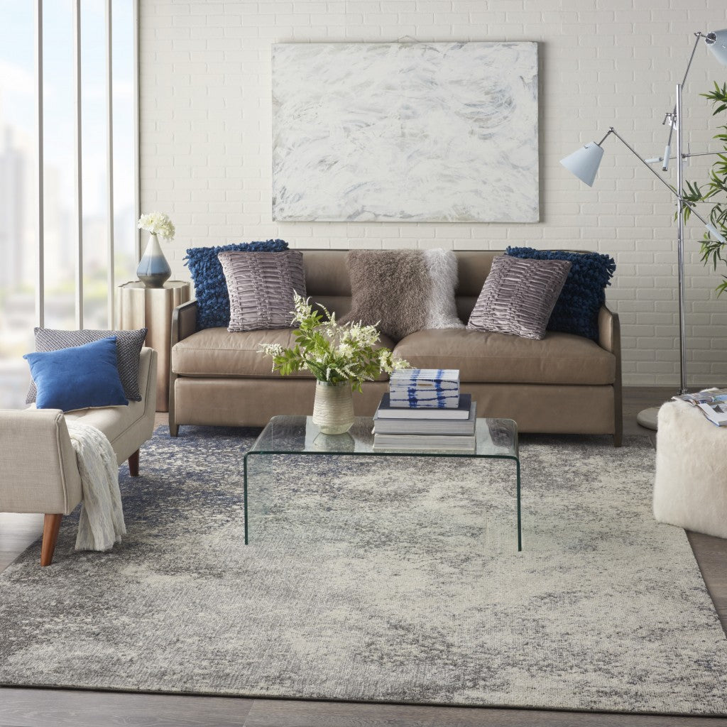 HomeRoots 7' x 10' Charcoal and Ivory Abstract Area Rug