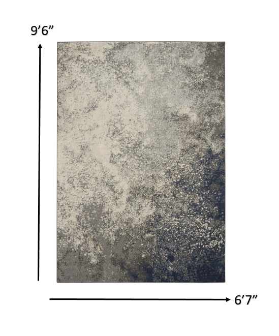 HomeRoots 7' x 10' Charcoal and Ivory Abstract Area Rug