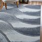 HomeRoots 7' x 10' Gray Blue Abstract Waves Modern Area Rug