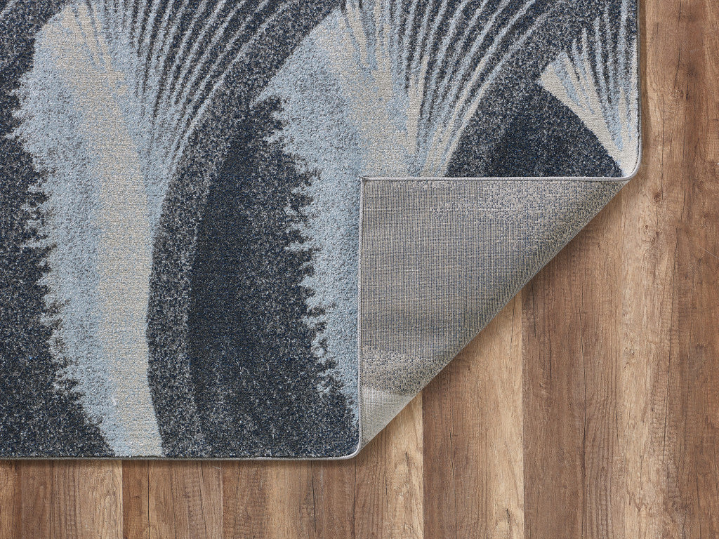 HomeRoots 7' x 10' Gray Blue Abstract Waves Modern Area Rug