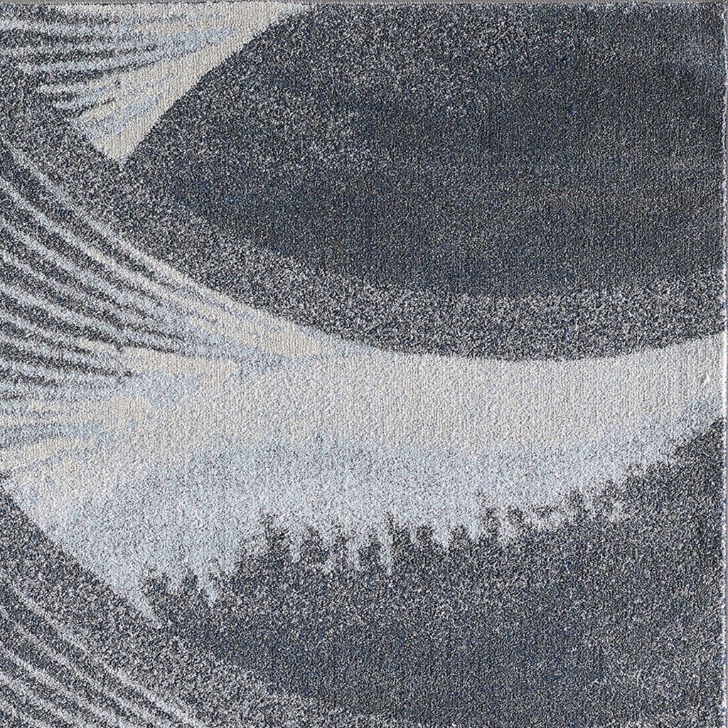 HomeRoots 7' x 10' Gray Blue Abstract Waves Modern Area Rug