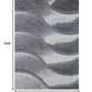 HomeRoots 7' x 10' Gray Blue Abstract Waves Modern Area Rug