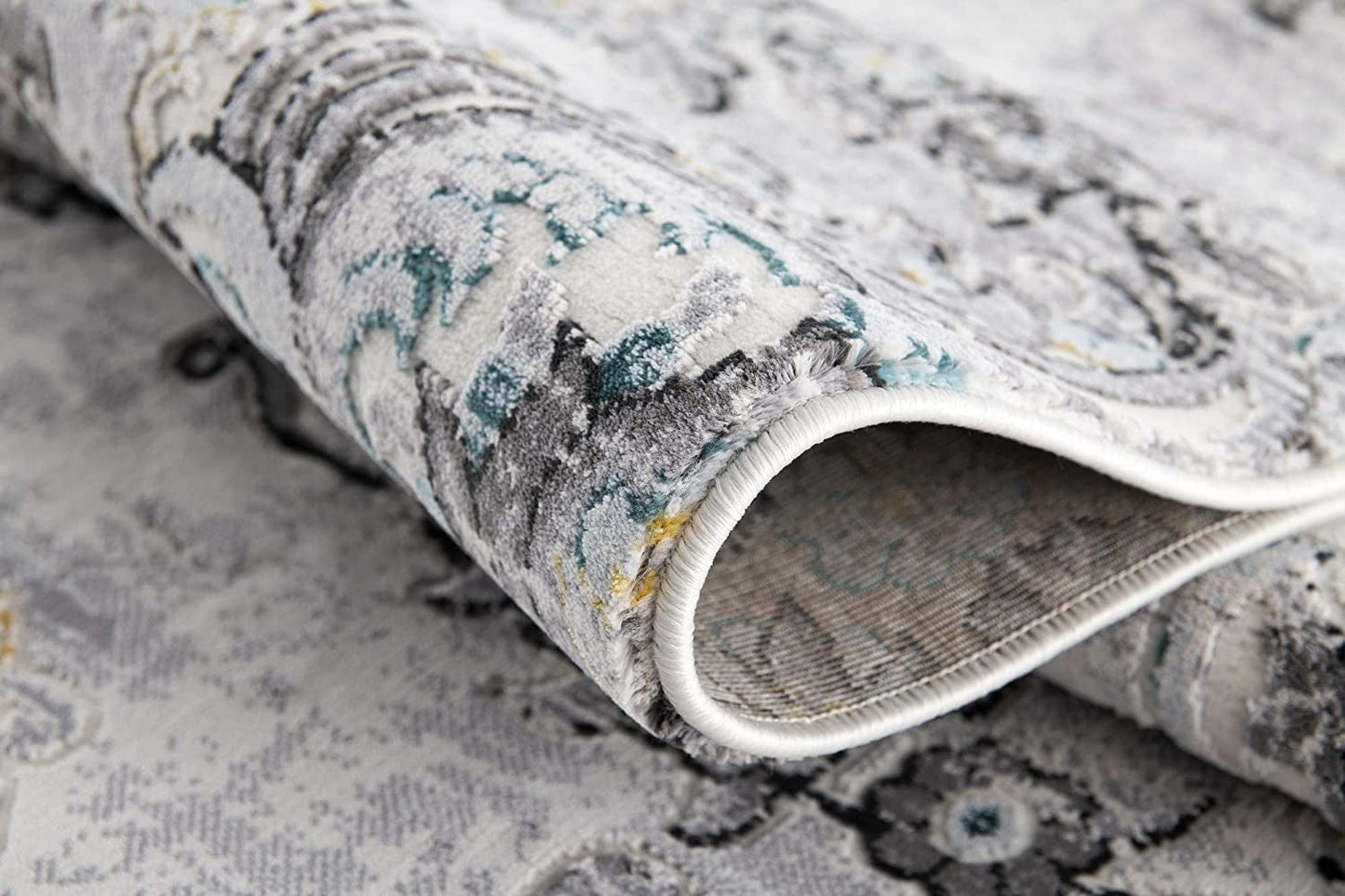 HomeRoots 7' x 10' Gray Modern Jacobean Floral Area Rug